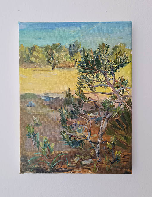 Jan Chlup, painting, pine, 18x24 cm, oil on canvas, 2022