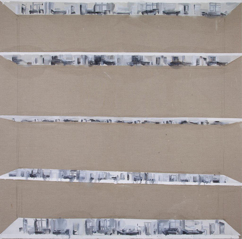 Jan Chlup, painting, Kitchen Shelves, 200x200 cm, oil on canvas, 2013